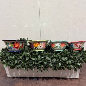 The Pioneer Woman Hand-Painted Floral Ceramic Colorful Measuring Bowls Set of 4